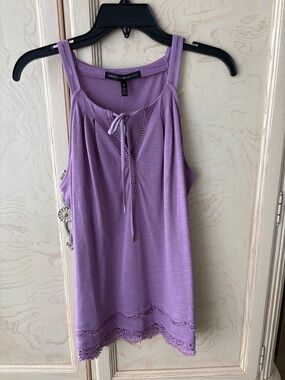 White House Black Market Lavender Crochet-Trim Tank Top NWT
